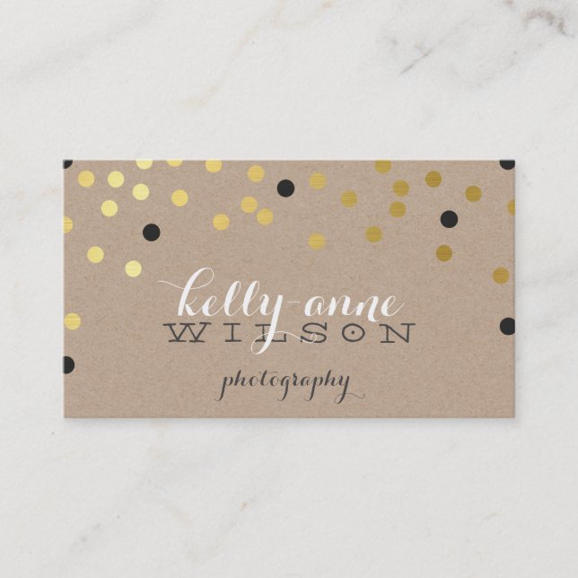 CONFETTI GLAMOROUS cute gold foil bold spot kraft Business Card (Front)