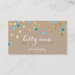 CONFETTI GLAMOROUS cute gold turquoise blue kraft Business Card
