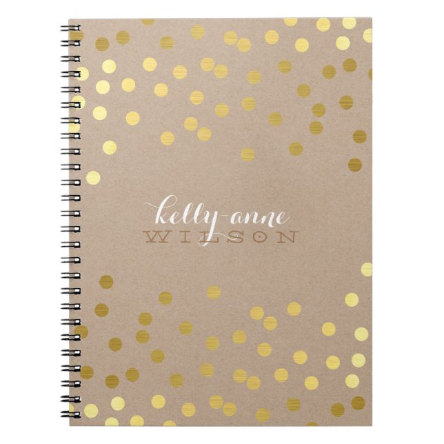 CONFETTI GLAMOROUS cute spot gold crafty kraft Notebook (Front)