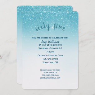 confetti glitter 65th birthday party invitation