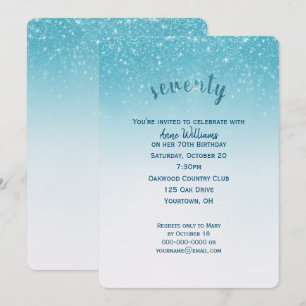 confetti glitter 70th birthday party invitation