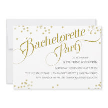 Confetti Glitter Bachelorette Party Invite, gold
