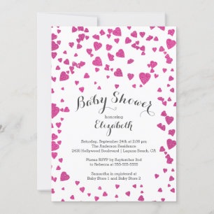 Confetti Glitter Heart Baby Shower Invitation