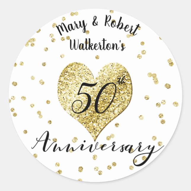 Confetti Gold -50th Wedding Anniversary Sticker (Front)