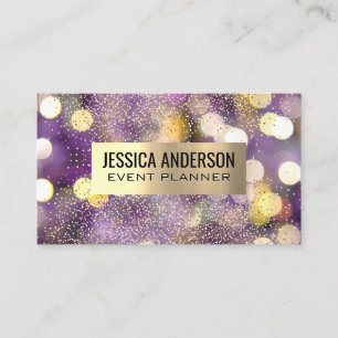 Confetti Gold Brushed Metallic Bokeh Business Card