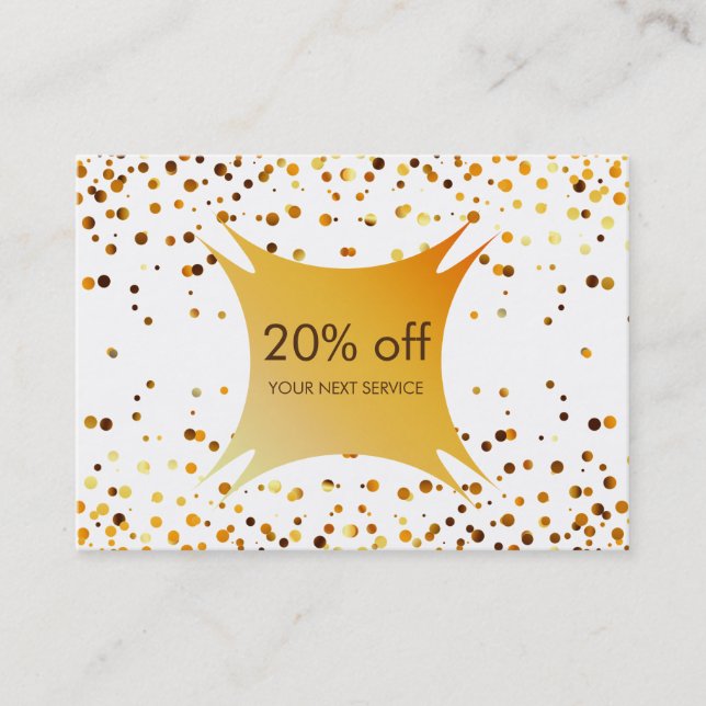 Confetti Gold Coupon Discount Gift Certificate (Front)