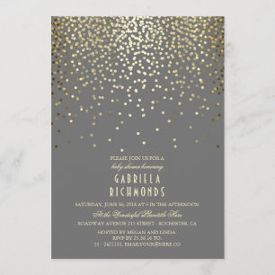Confetti Gold Dots Elegant Vintage Baby Shower Invitation