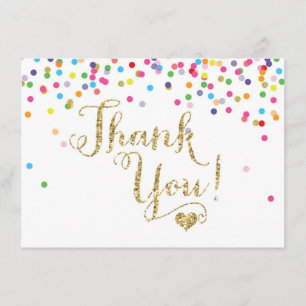 Confetti Gold Glitter Thank You Card