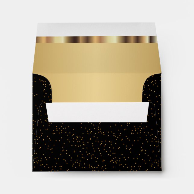 Confetti Gold Specks on Black Envelope (Back (Bottom))