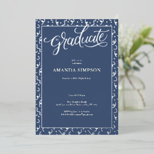 Confetti Grad Party Invitation - Blue