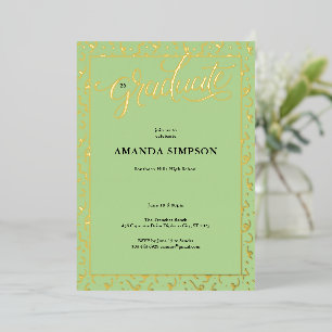 Confetti Grad Party Invitation - Mint