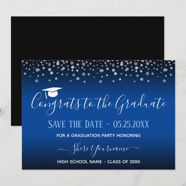 Confetti Graduation Party Save the Date Invitation (Front/Back)