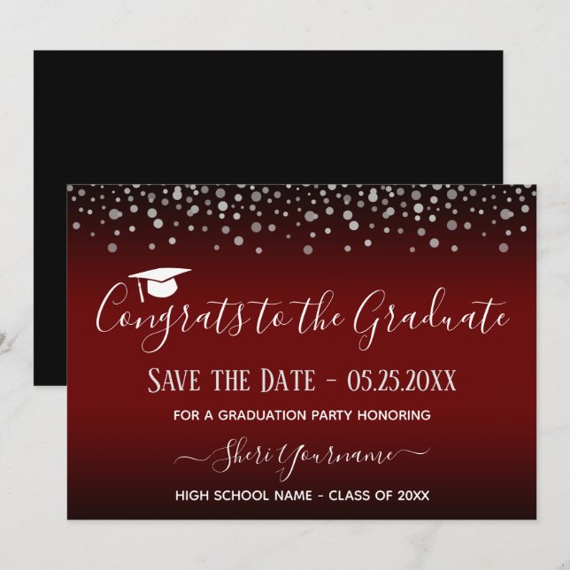 Confetti Graduation Party Save the Date Invitation (Front/Back)