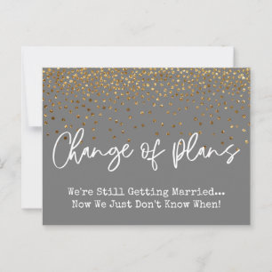 Confetti Grey Change of Plan Postponed Wedding Postcard