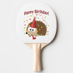 Confetti Happy Birthday Hedgehog Ping Pong Paddle