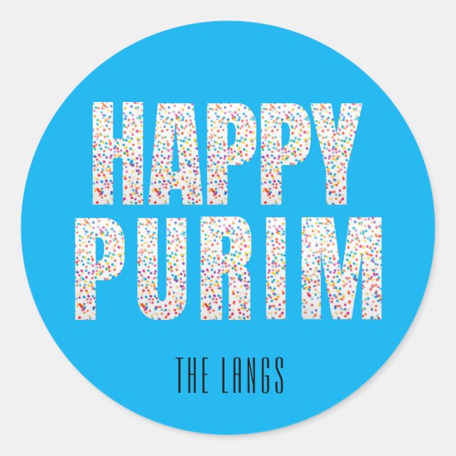 Confetti happy purim label (Front)