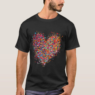 Confetti Heart Valentines Day For Women Teen Girls T-Shirt