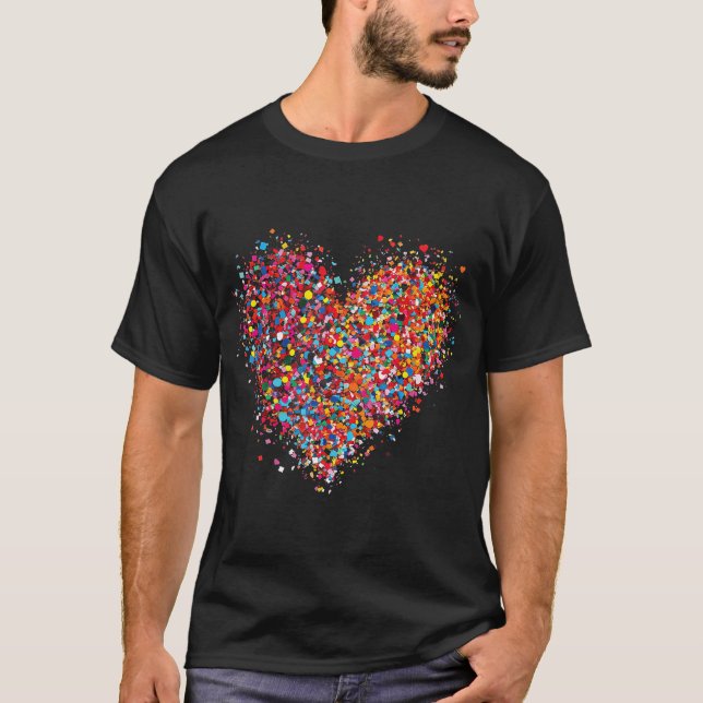 Confetti Heart Valentines Day For Women Teen Girls T-Shirt (Front)