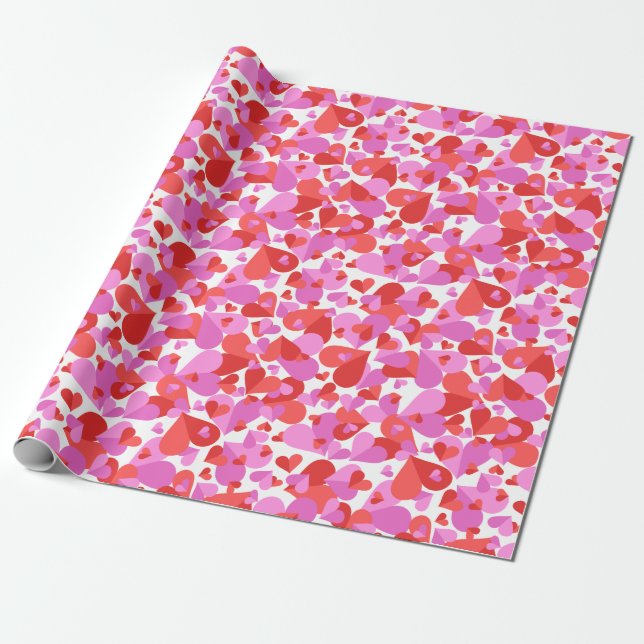 Confetti Hearts Mix Wrapping Paper (Unrolled)
