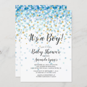 Confetti It's A Boy Baby Shower Invitation