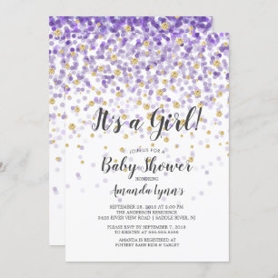 Confetti It's A Girl Baby Shower Invitation