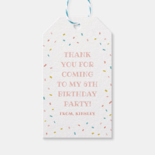 Confetti kids birthday party thank you gift tag