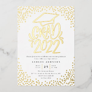 Confetti Lettered Grad 2022 Graduation Party White