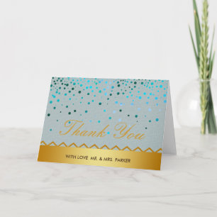 Confetti Linen Gold Glitter Faux Wedding Thank You