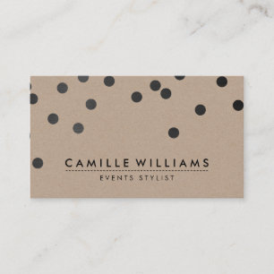 CONFETTI modern cute polka dot pattern black kraft Business Card