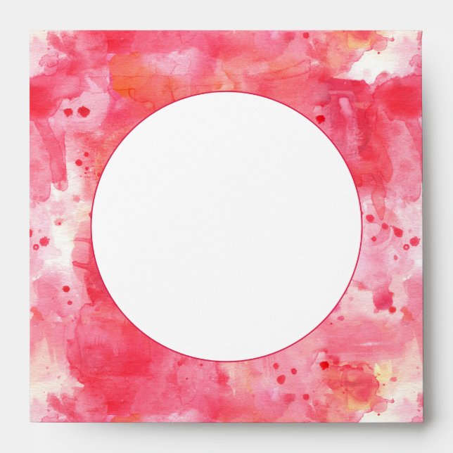 Confetti Modern Pink Watercolor Abstract Envelope (Front)