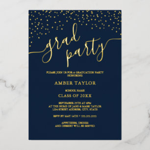 Confetti Navy Gold Photo Graduation Party