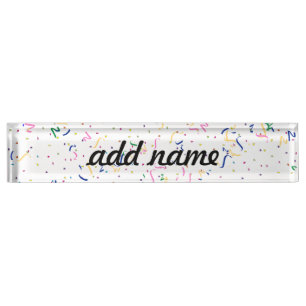Confetti on Blank (Add A Background Colour) Nameplate