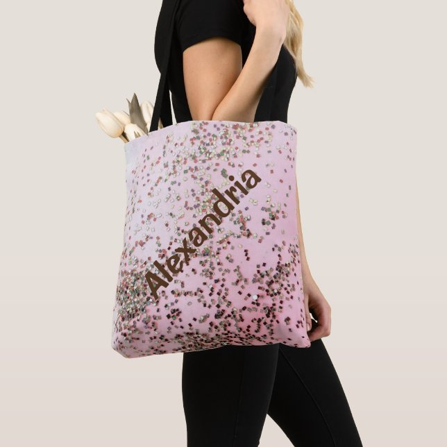 Confetti on Pink Personalised Tote (Close Up)