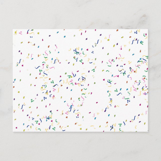 Confetti on White Background Postcard (Front)