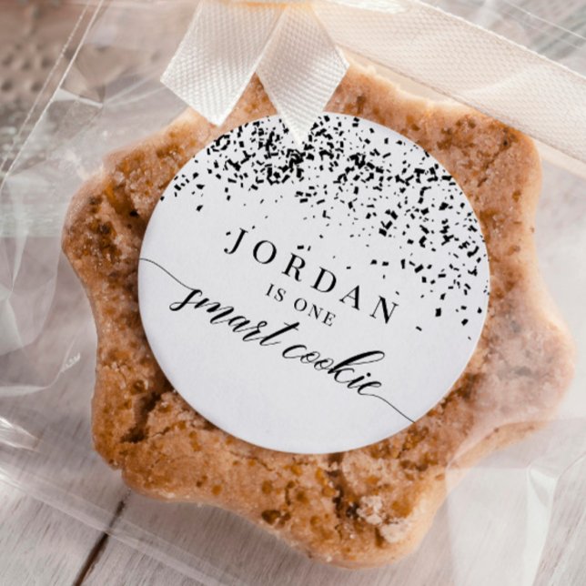 Confetti One Smart Cookie Graduation Party Favour Classic Round Sticker (Creator Uploaded)