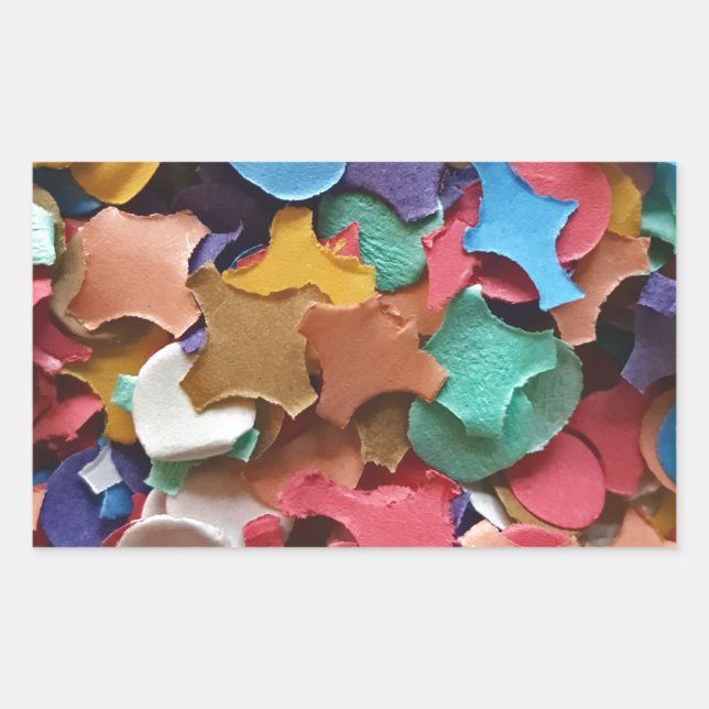 Confetti Party Carnival Colourful Paper Funny Rectangular Sticker (Front)