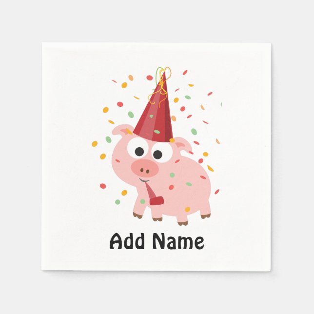 Confetti Party Pig Napkin (Front)