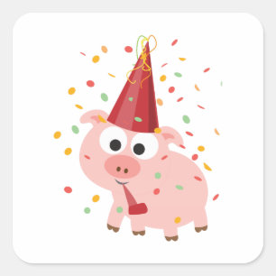 Confetti Party Pig Square Sticker
