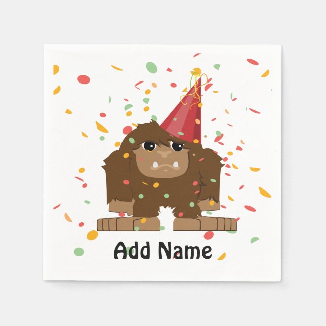 Confetti Party Sasquatch Bigfoot Napkin (Front)