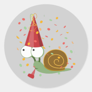 Confetti Party Snail Classic Round Sticker