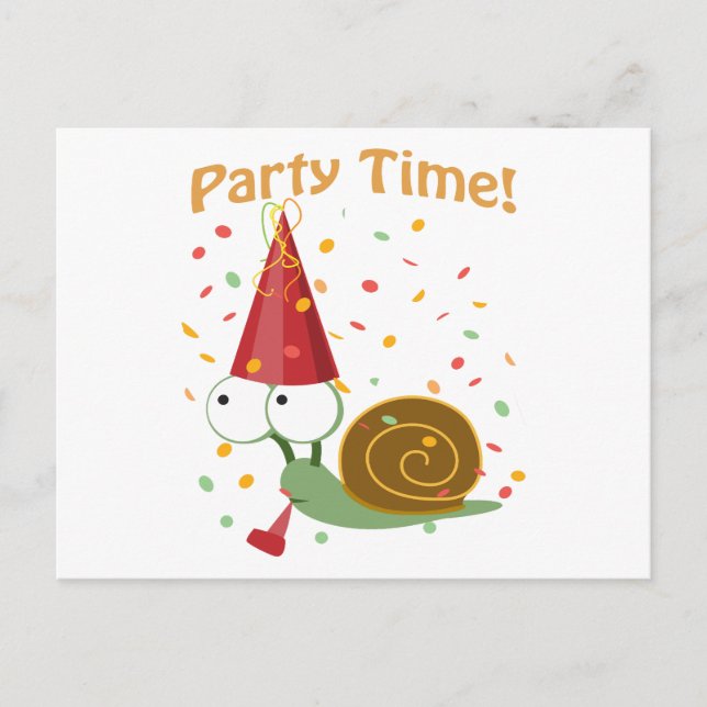 Confetti Party Time! Snail Invitation Postcard (Front)