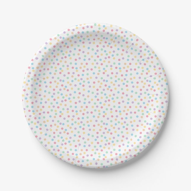 Confetti Pastels (Dots) Paper Plate (Front)