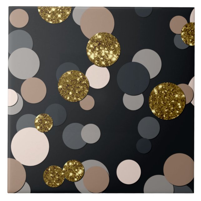 Confetti Peach, Maple, Grey and Gold Glitter Ceramic Tile (Front)