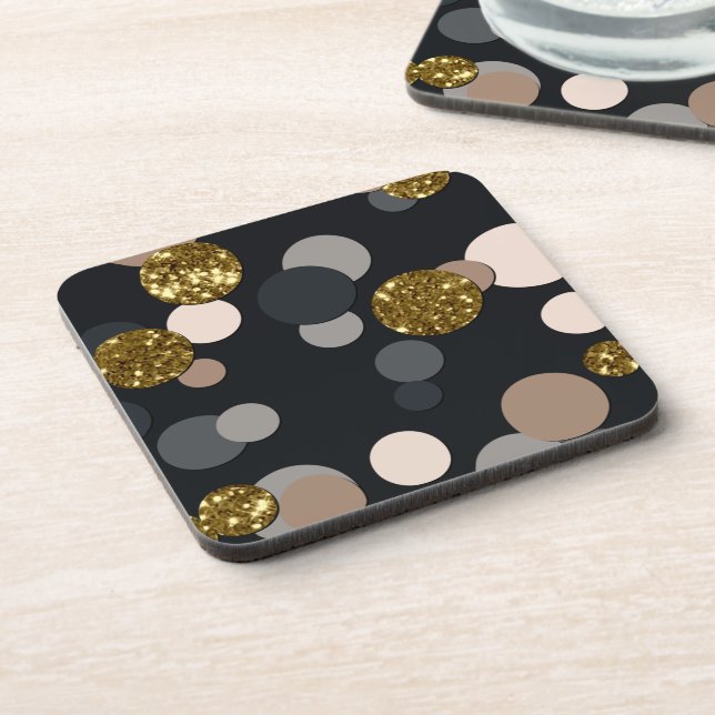 Confetti Peach, Maple, Grey and Gold Glitter Coaster (Left Side)