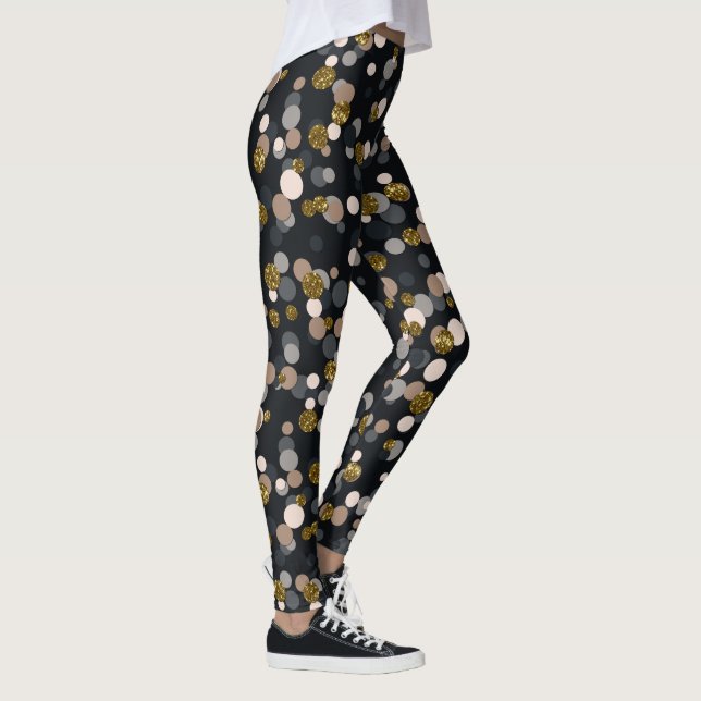 Confetti Peach, Maple, Grey and Gold Glitter Leggings (Right)