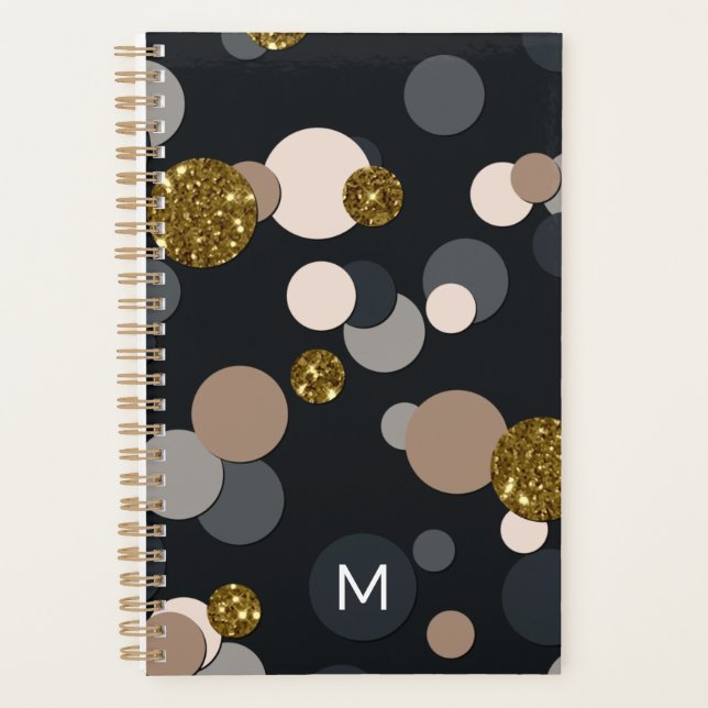 Confetti Peach, Maple, Grey and Gold Glitter Planner (Front)