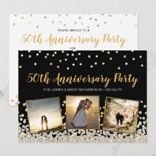 Confetti Photo Collage 50th Anniversary Party Invitation