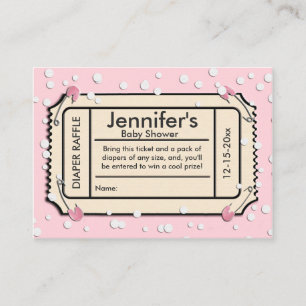 Confetti Pink Baby Shower Diaper Raffle Ticket Enclosure Card