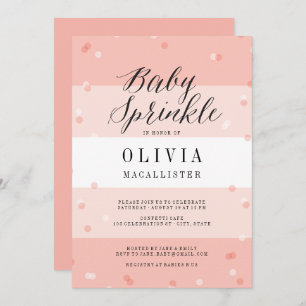 Confetti Pink Stripes Girl Baby Sprinkle Invite