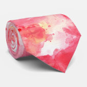 Confetti Pink Watercolor Abstract Painted Tie (Rolled)